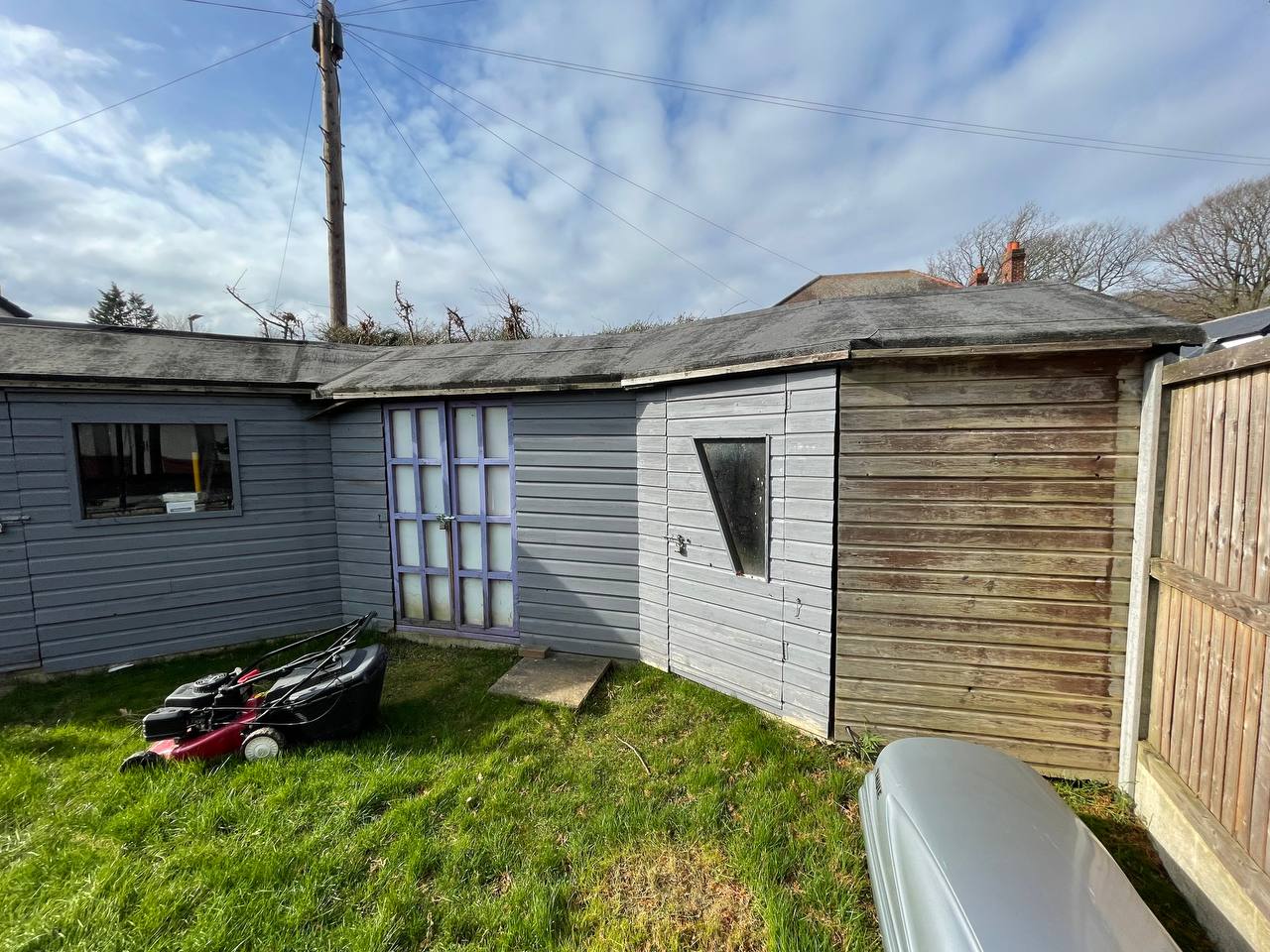 Three garden sheds before conversion